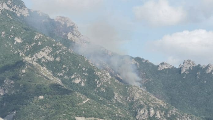 Incendio in Costiera Amalfitana, colonna di fumo visibile da chilometri di disanza